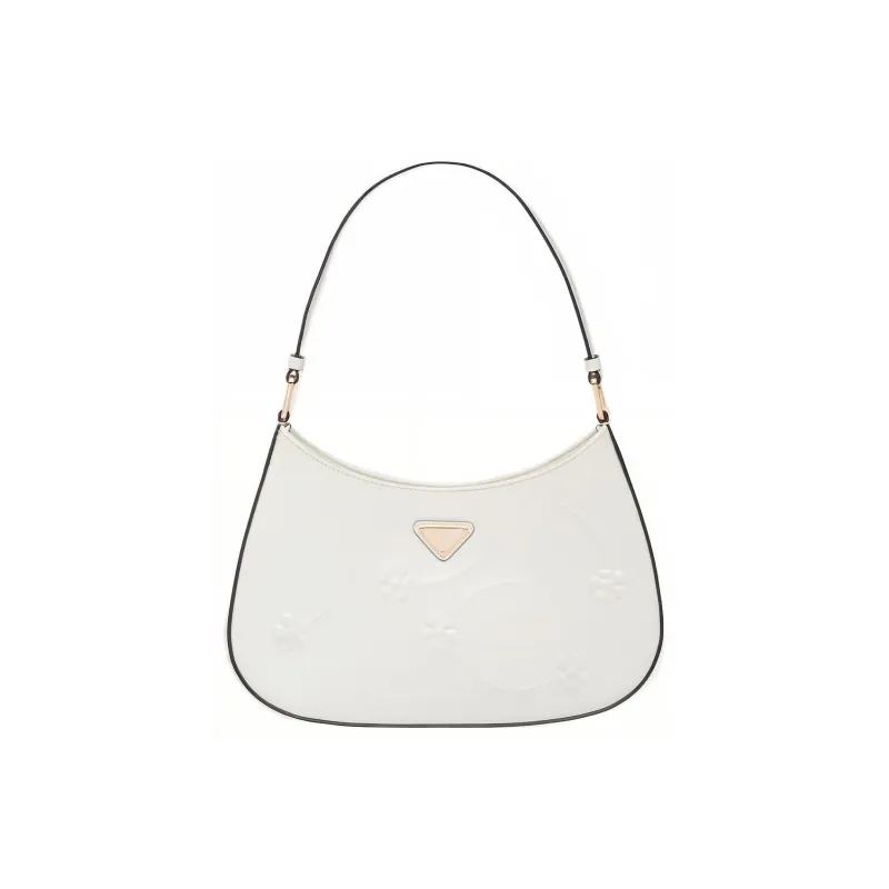 PRADA Cleo Shiny Leather Crescent Bag Handbag Shoulder Bag Women's White-0