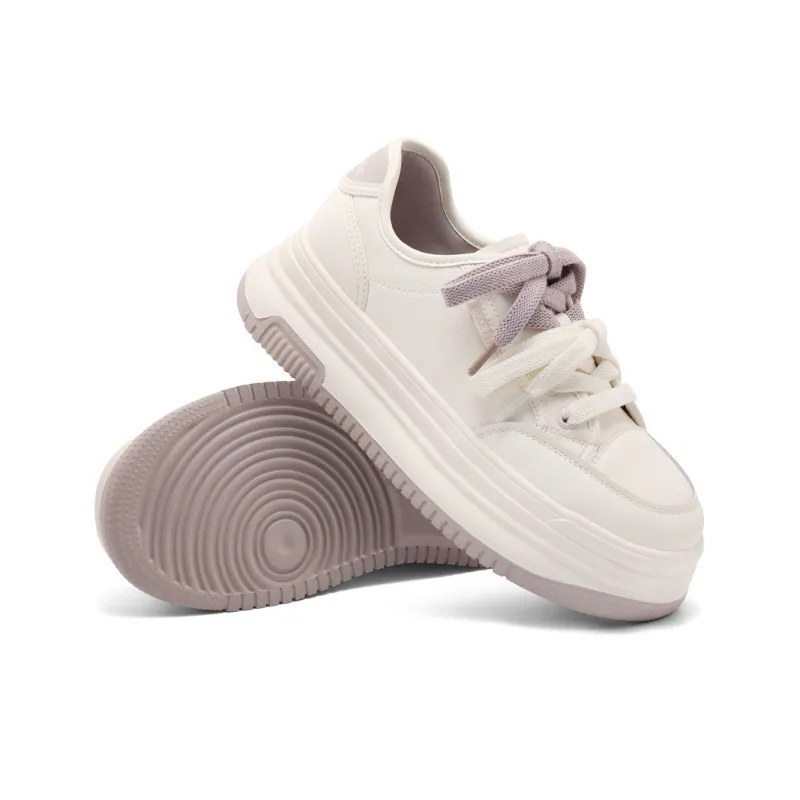 BELLE Wear-Resistant Slip-Resistant Low-Top Skateboard Shoes Women's Ecru/Apricot Ecru/Purple-9