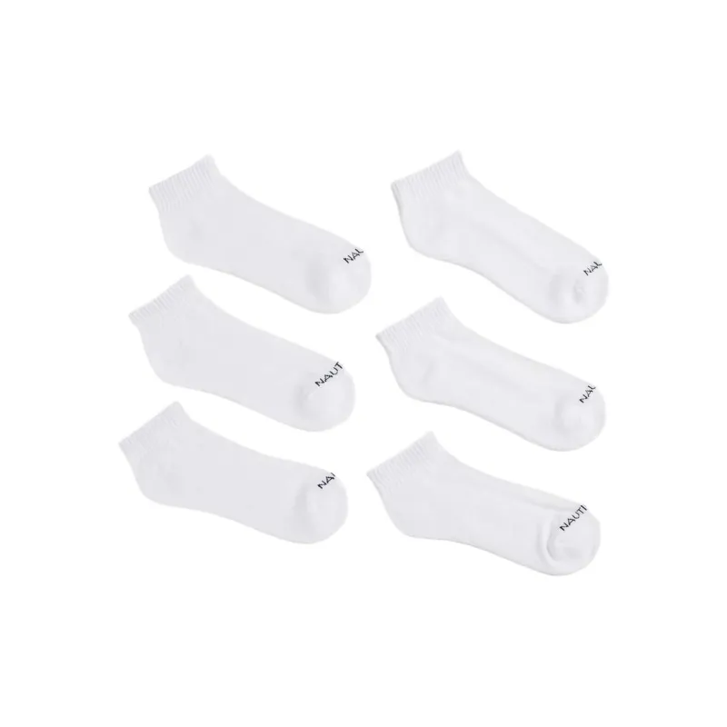 NAUTICA Athletic Core Ankle Socks Unisex 6 Pack White-1