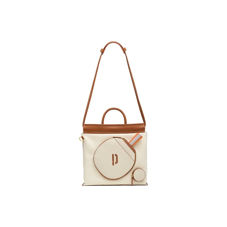 PECO UNI Series Canvas With Leather Shoulder Bag, Crossbody Bag, Handbag Tubas Unisex Khaki/Apricot Patchwork-0
