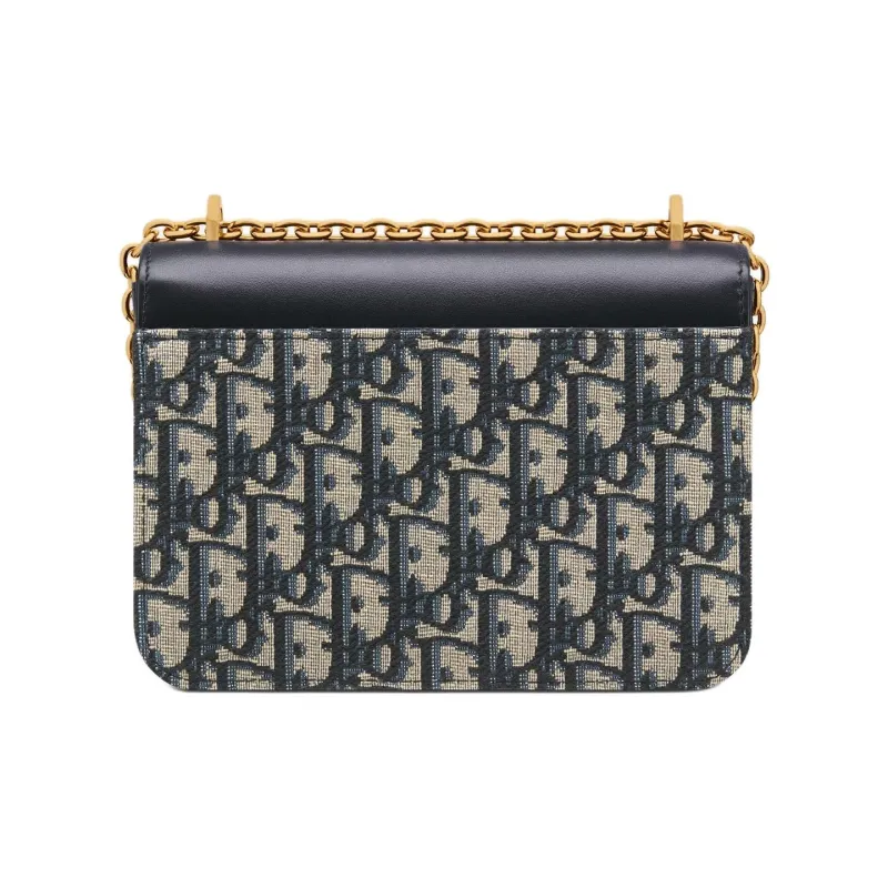 DIOR Cotton With Cow Leather Patchwork Shoulder Bag Crossbody Bag Mini Women's Blue-2