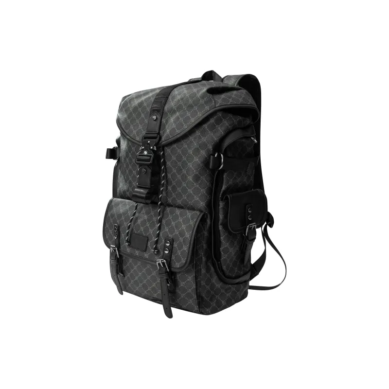 KONADCT Oxford/PU 17 Inch Backpack Large Size Unisex Black/Monogram-9