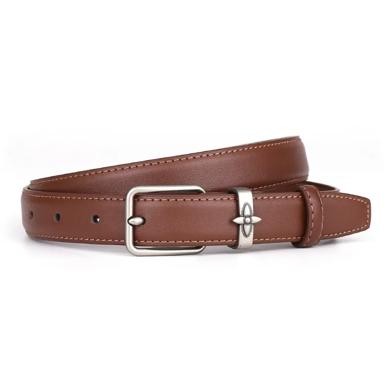 PISHUSHU Cow Leather Leather Belts Women's Black Brown Khaki Width  2.5cm-1