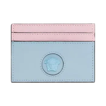 FANSIZHE Leather Card Holder Women's Blue Pink