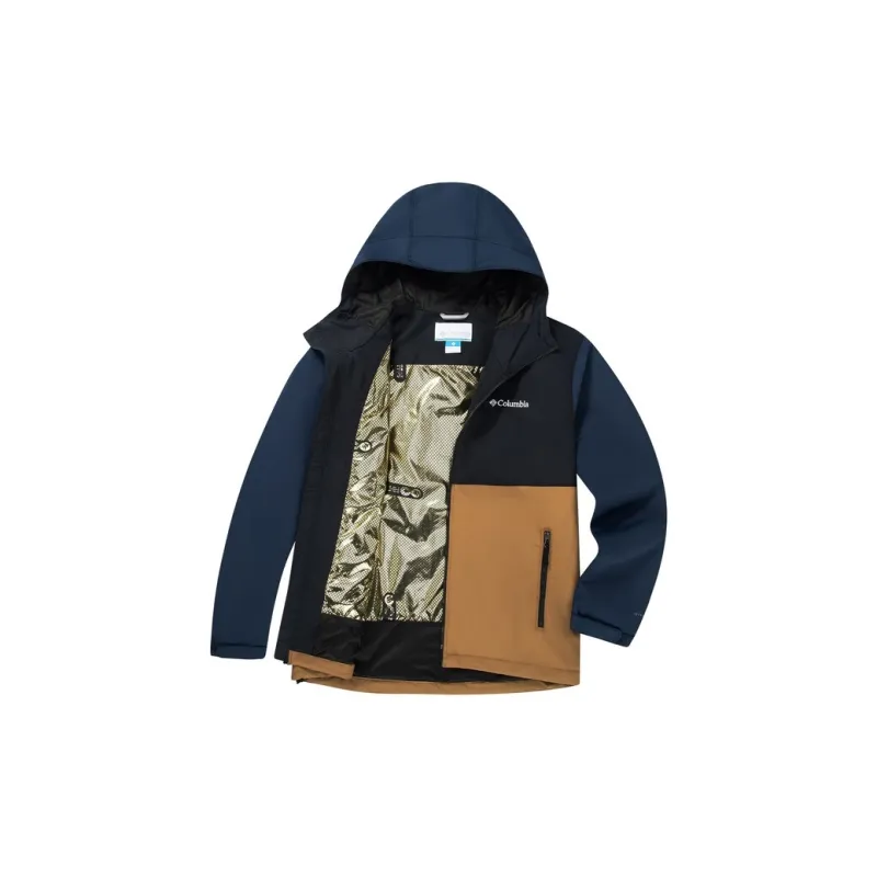 Columbia Water Resistant Windproof Breathable Wear Resistant Windbreaker Jacket Men's Navy Blue/Brown-2
