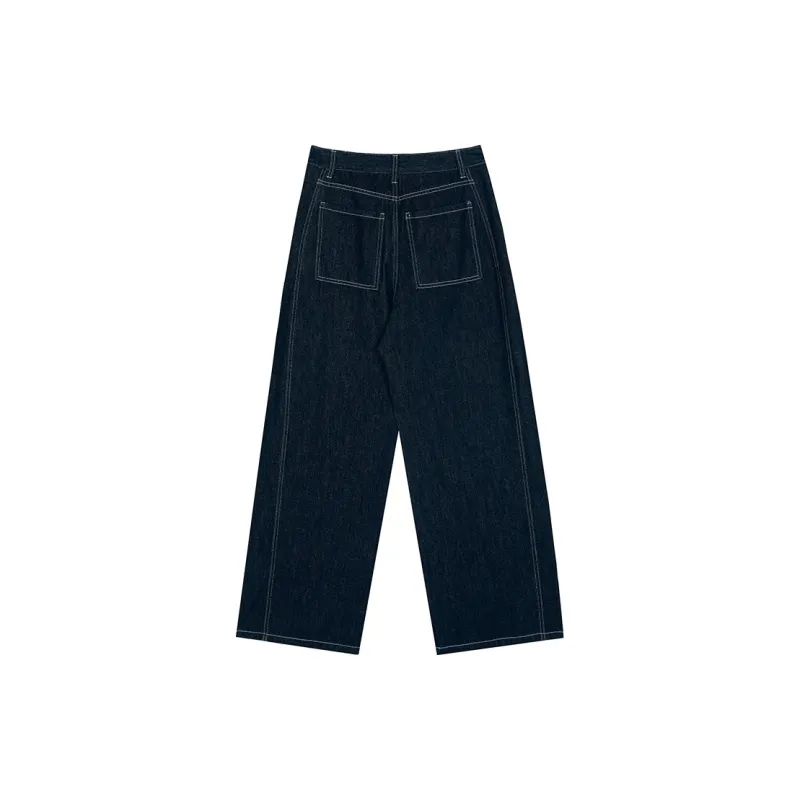 ELF SACK Deconstructed Minimalist Style Versatile Wide Leg Jeans Women's-1