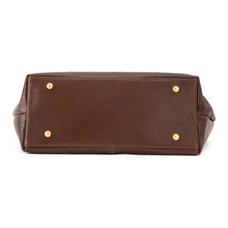 VENOF Cow Leather Commute Shoulder Bag Handbag Large Size Women's Vegetable Tanned Coffee-5
