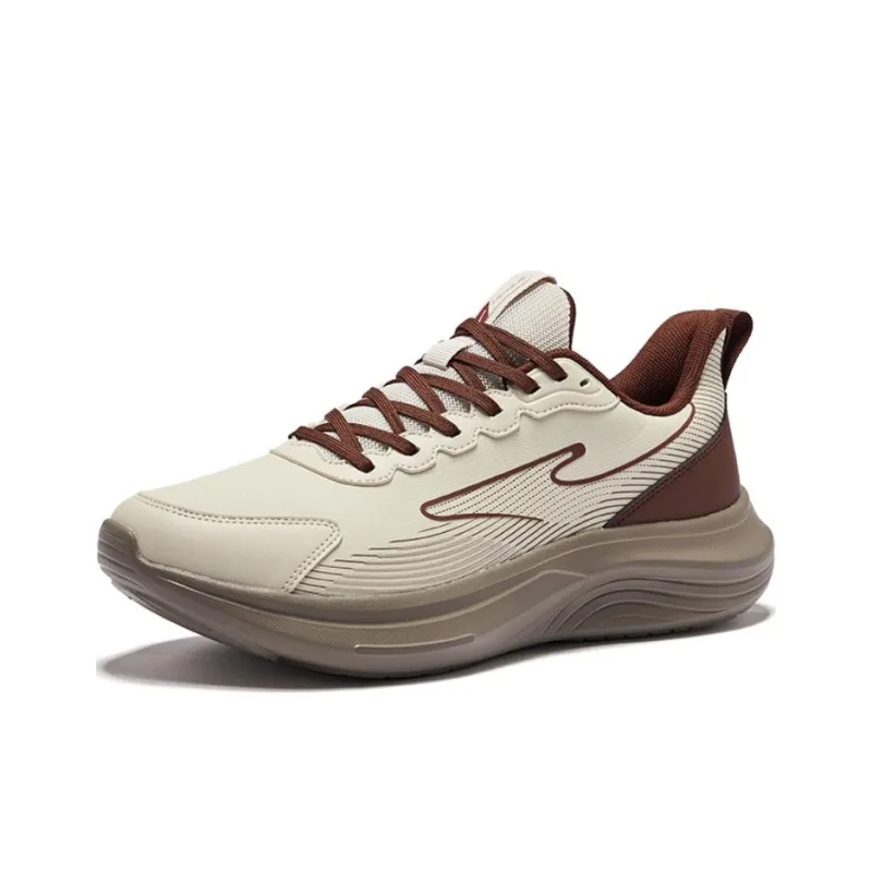 Erke Cushioning Rebound Low Top Running Shoes Men's Float Rock Gray Mocha Brown-2