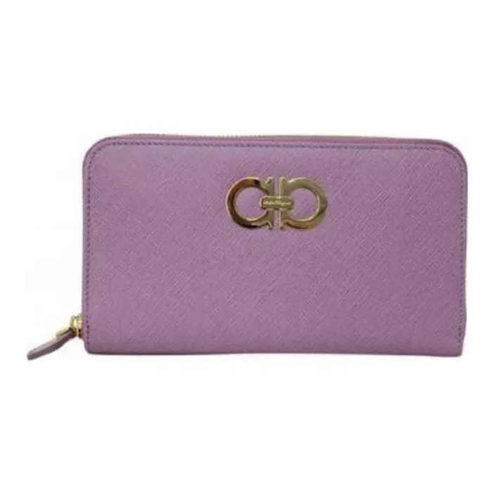 FERRAGAMO Leather Wallet Women's Purple-0