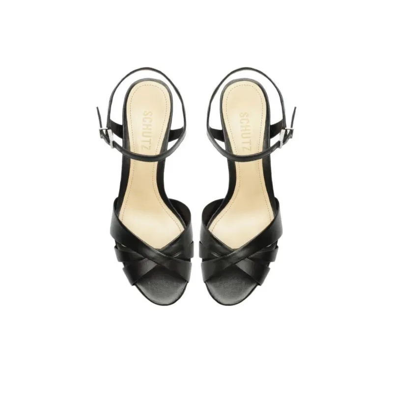 Schutz Keefa Strap Sandals 10.5cm Women's Black-4