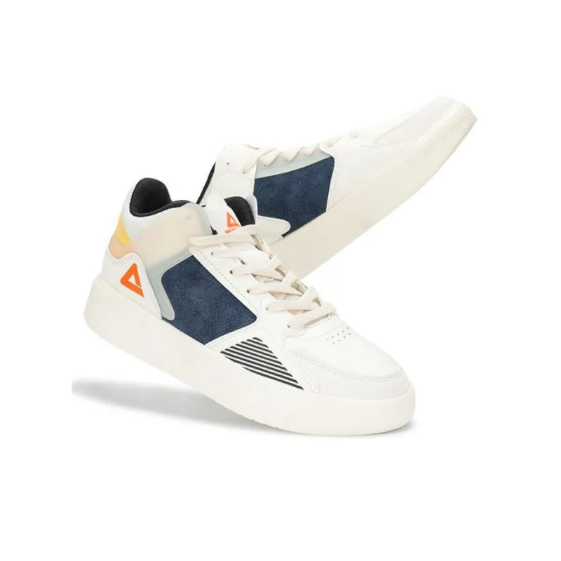 PEAK Lightweight Large Triangle 1.0 Anti Slip Wear Resistant Mid Top Skateboard Shoes Men's Canvas White-6