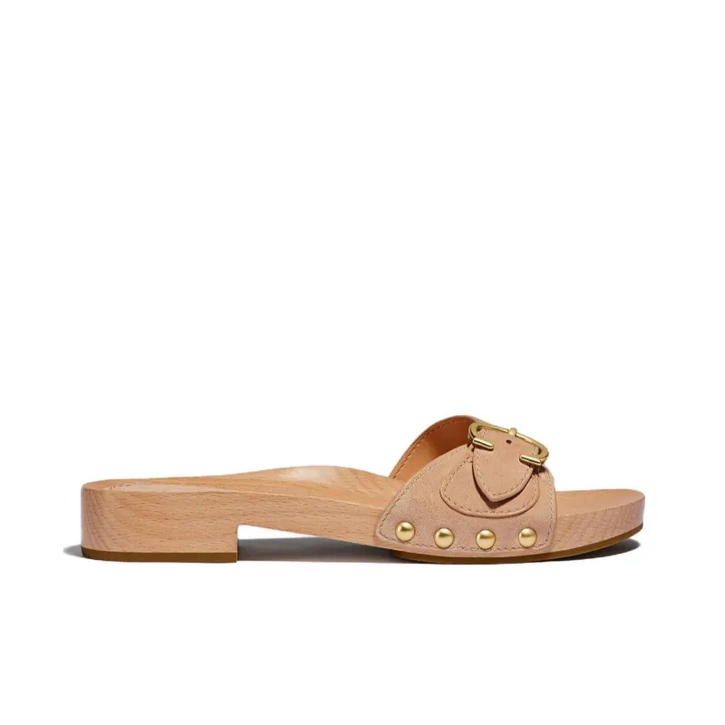 COACH Bleeker Rubber Sole Slip Resistant Slide Slippers Women's Beech Wood-1