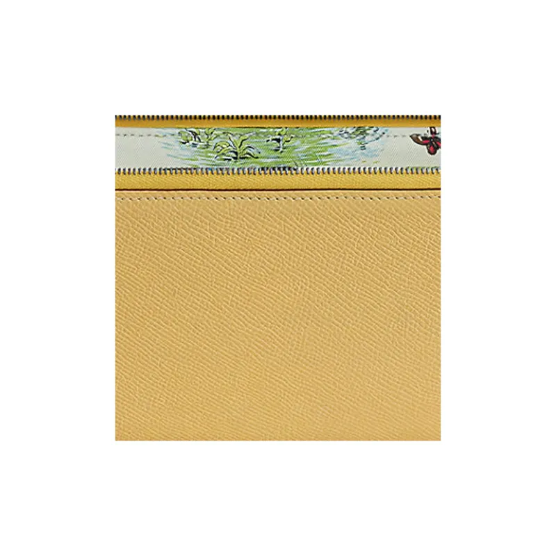 HERMES Silk'In Epsom Calfskin Wallet Women's Poussin Chick Yellow/Nata Cream White-2
