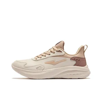 Erke Cushioned Slip-Resistant Low-Top Casual Running Shoes Women's Egg Cream Gray Oat