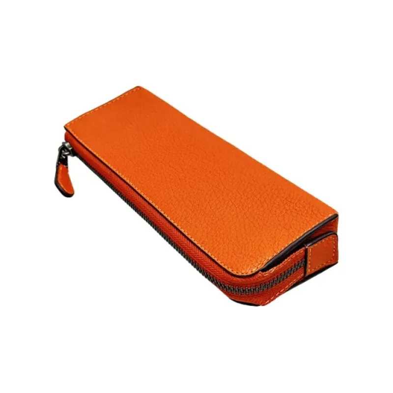 COACH Organizational Case Pebbled Leather Coin Purse Clutch Small Size Women's Orange-2