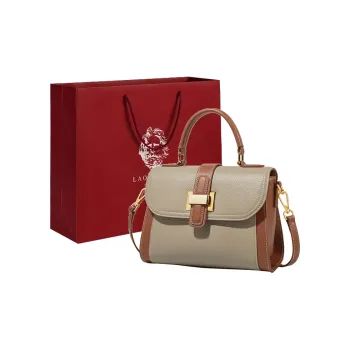 Old Man's Head Cow Leather Bonded Synthetic Leather Crossbody One Shoulder Handbags Regular Women's Khaki Brown