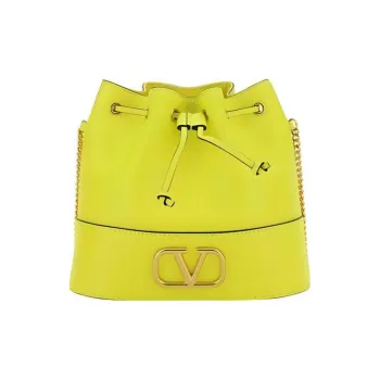 Valentino Vlogo Calfskin Bucket Bag Shoulder Bag Crossbody Bag Mini Women's Yellow Green