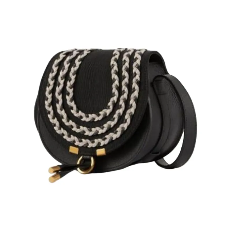 Chloe Marcie Calfskin Crossbody One Shoulder Small Size Women's Black-1