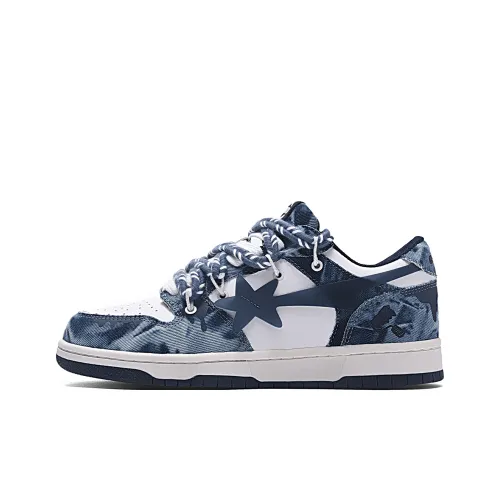 Q-AND Skateboard Shoes Unisex Low-Top Tie-Dye Blue