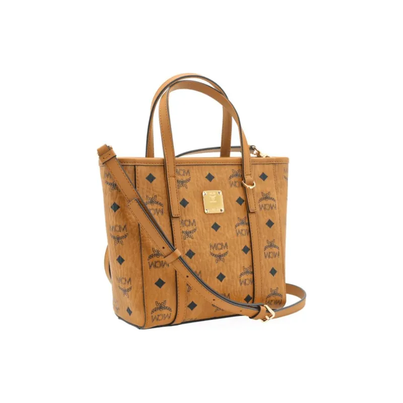 MCM Toni Mini Shopper Bag Visetos Monogram Coated Canvas Cognac-1