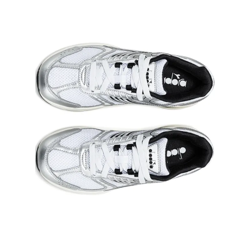 Diadora Anti Slip Wear Resistant Low Top Running Shoes Unisex White Silver-3