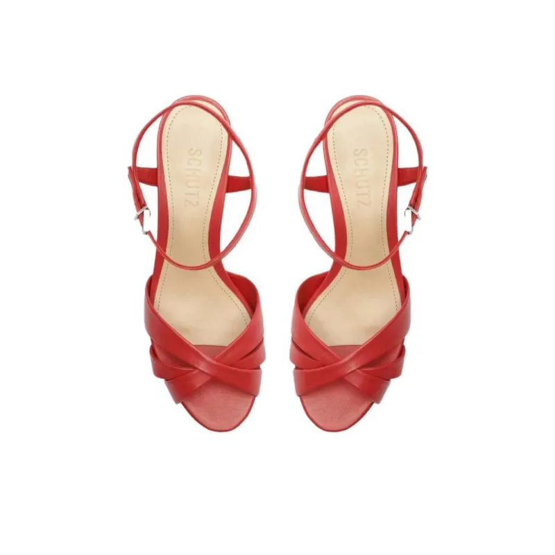 Schutz Keefa Strap Sandals 10.5cm Women's Red-3