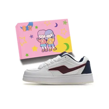 LIANGHUO Low Top Skateboard Shoes Unisex White Blue Red Box Included