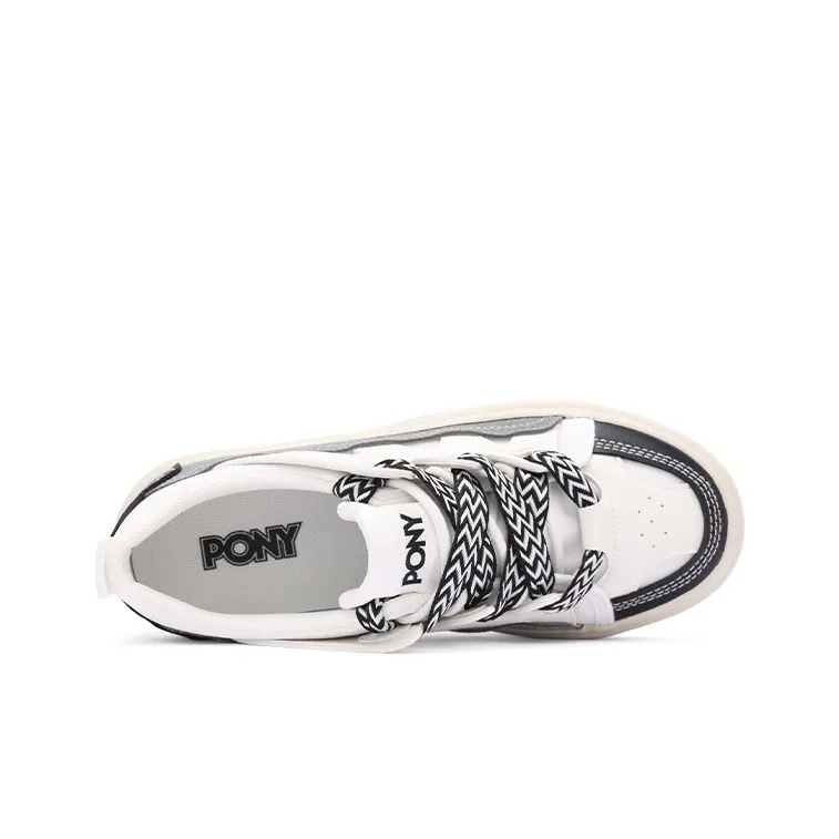 PONY Anti Slip Wear Resistant Low Top Skateboard Shoes Unisex White Gray-3