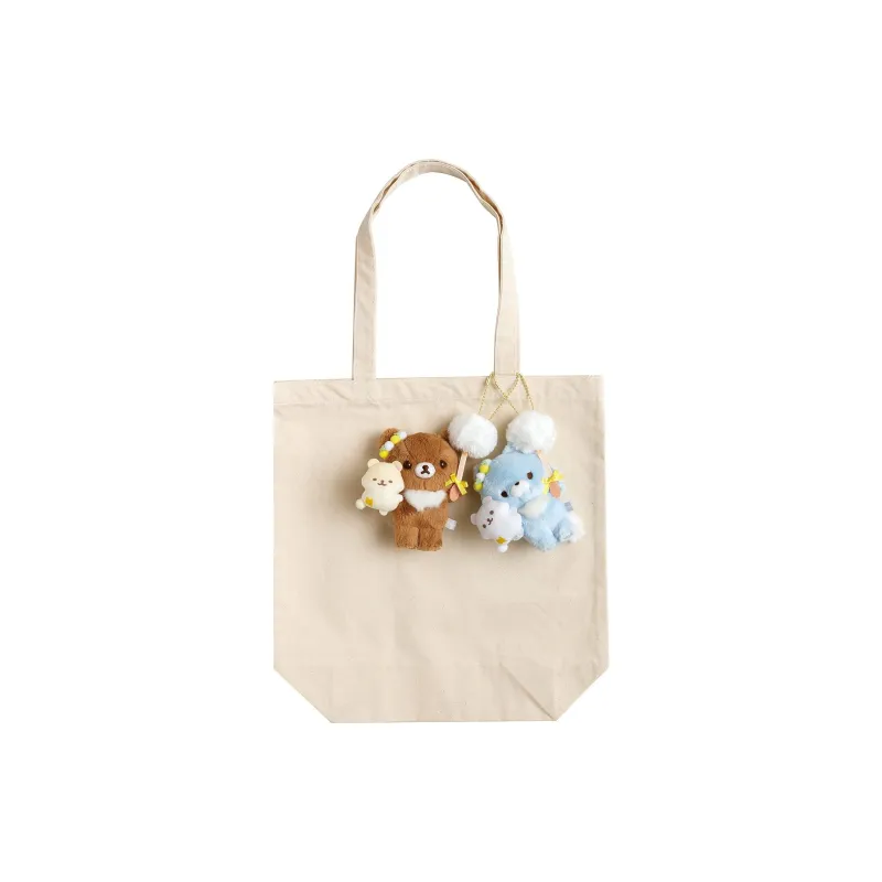 SAN X Brown Bear Rilakkuma, Daisy, And Twin Rabbits, Hanging Bell Dolls Plush Pendant 13cm Height-2