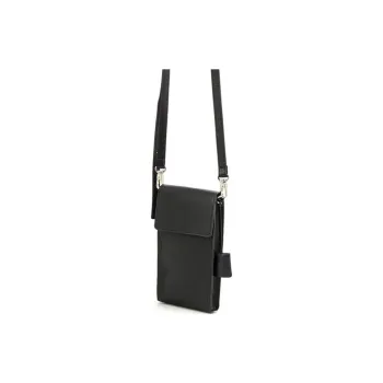 Yohji Yamamoto Cow Leather Crossbody Bags Cell Phone Pouch Unisex Black