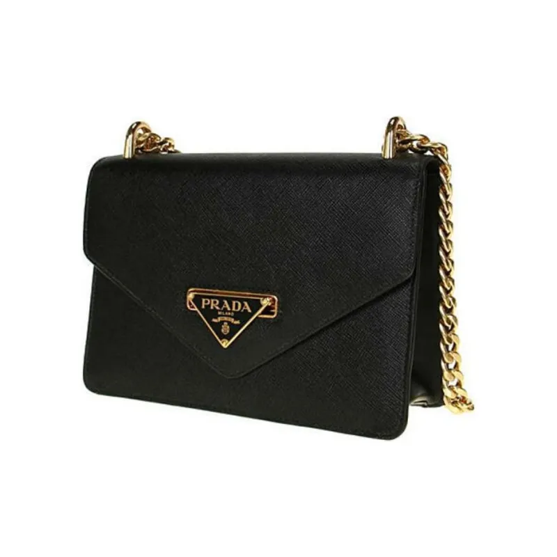 PRADA Saffiano Cow Leather Envelope Bag, Crossbody Bag, Shoulder Bag Women's Black-1