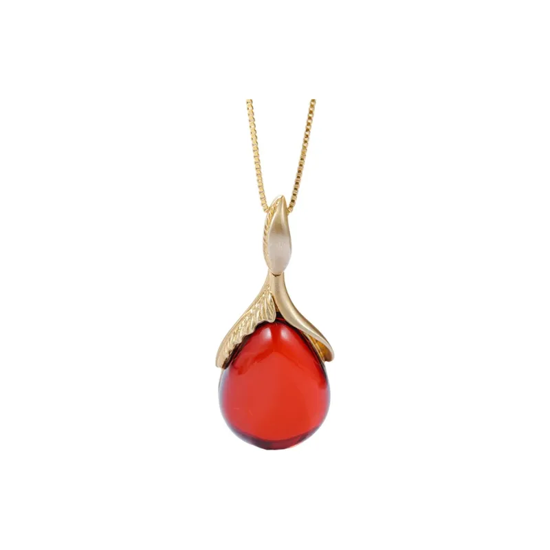 S&A S925 Silver Amber Necklaces Women's-1