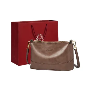 Old Man's Head Cow Leather Patchwork Synthetic Leather Shoulder Bag Crossbody Bag Small Size Women's Coffee