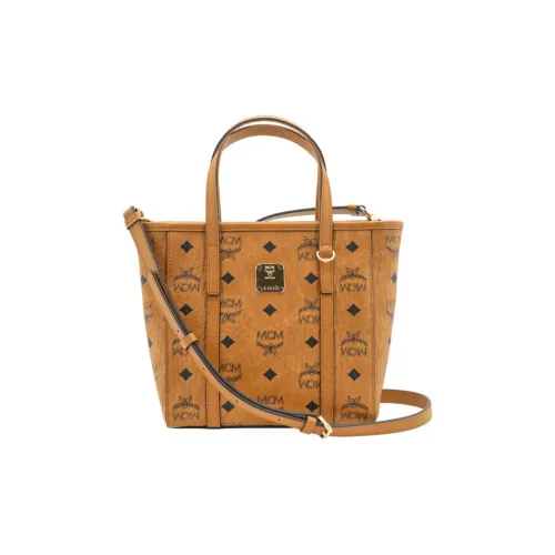 MCM Toni Mini Shopper Bag Visetos Monogram Coated Canvas Cognac