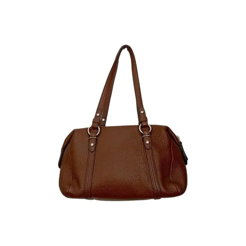 COACH Julia Pebbled Leather Boston Bag Handbag Shoulder Bag Women's Brown-2