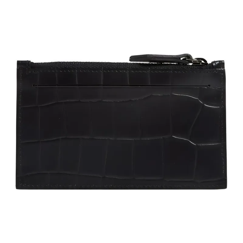 LONGCHAMP Crocodile Pattern Cow Leather Coin Purse Men's Black-1
