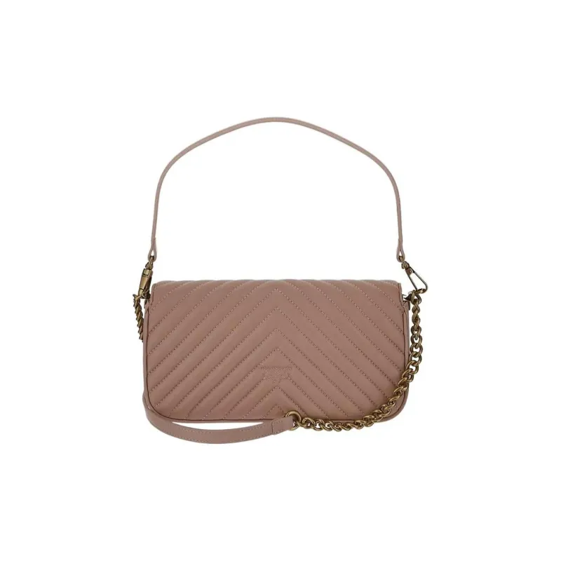 PINKO Leather Baguette Bag, Shoulder Bag, Crossbody Bag Mini Women's Pink-4
