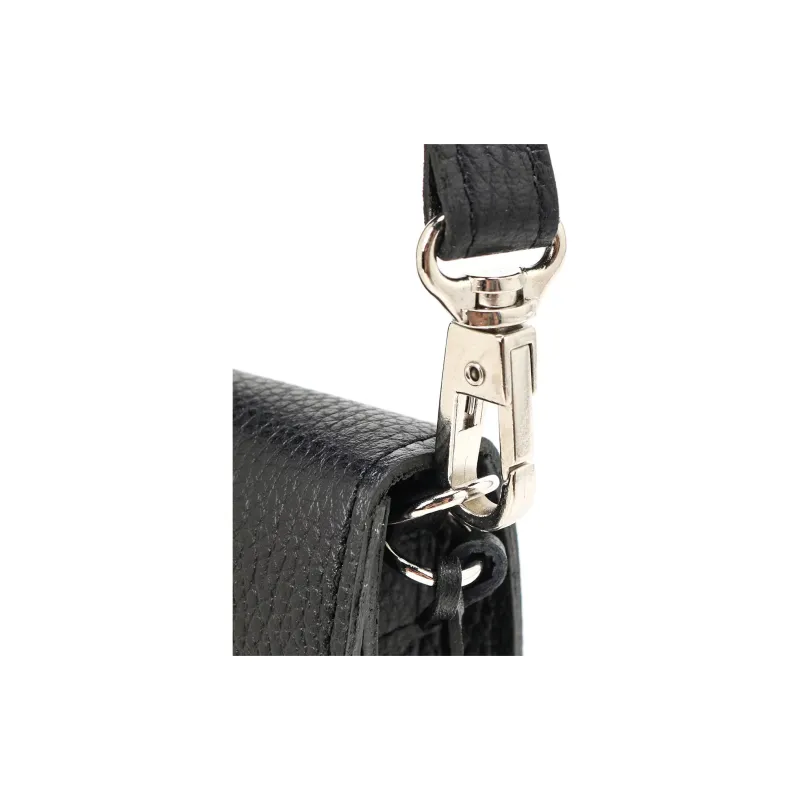 Yohji Yamamoto Cow Leather Crossbody Bags Cell Phone Pouch Unisex Black-5