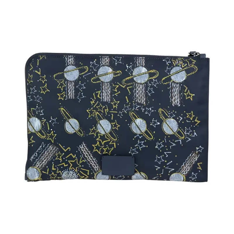 Valentino Canvas Canvas Bag Clutches Men's Marine Blue-1