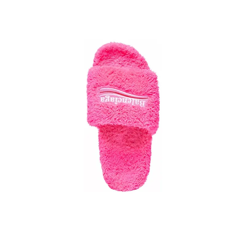 Balenciaga Furry Slide Pink Women's-2