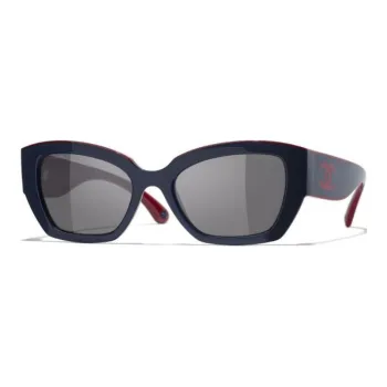 CHANEL Nylon Butterfly Sunglasses Unisex Burgundy Red/Marine Blue