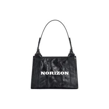 NORIZON Full Grain Vegetable Tanned Cow Leather Crossbody Bag Hobo Shoulder Bag Unisex Pirate Black