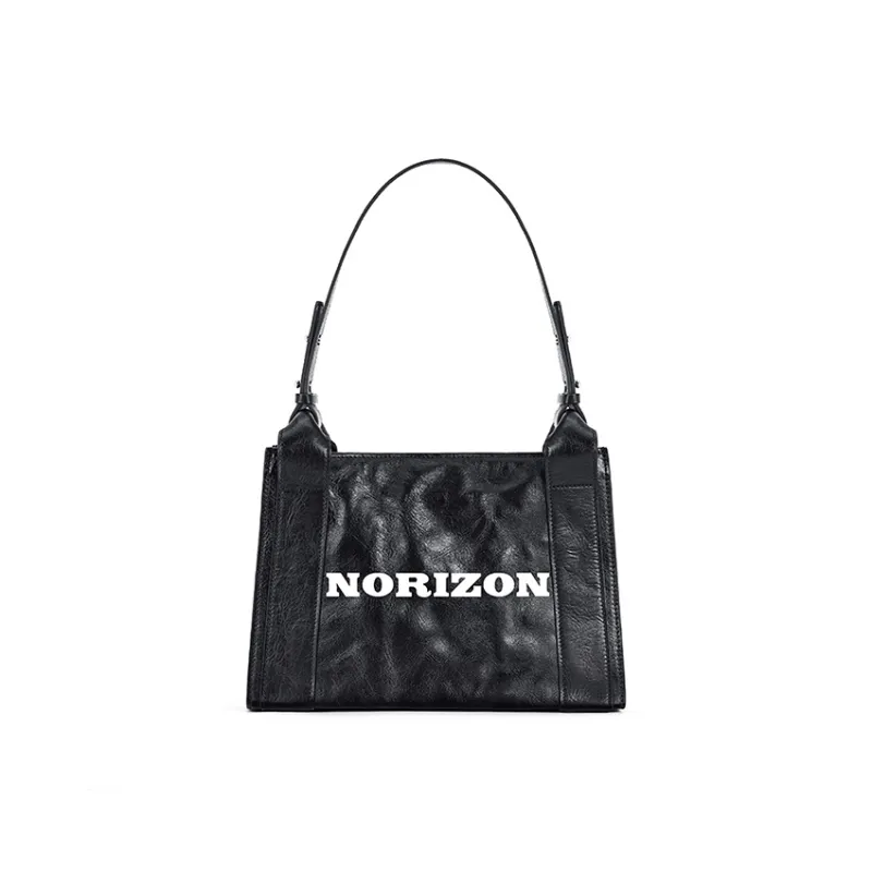 NORIZON Full Grain Vegetable Tanned Cow Leather Crossbody Bag Hobo Shoulder Bag Unisex Pirate Black-0