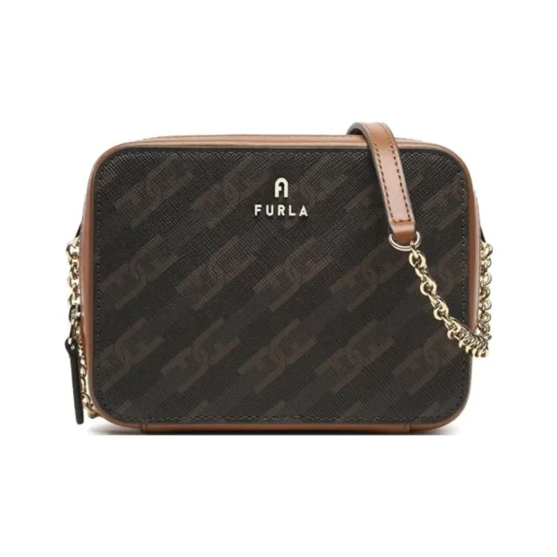 Furla Leather Small Square Camera Bag Shoulder Bag Crossbody Bag Mini Women's Brown-2
