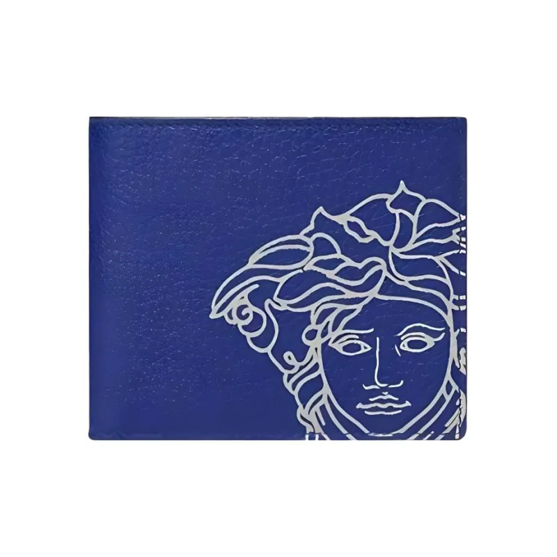 VERSACE Cow Leather 3-in-1 Wallet Regular Men's Blue-0