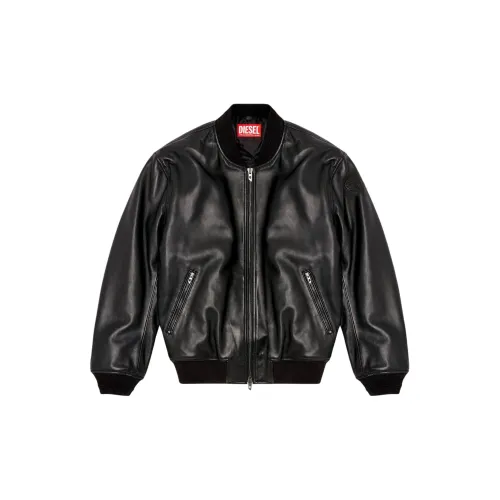 DIESEL Leather Jackets Men Black