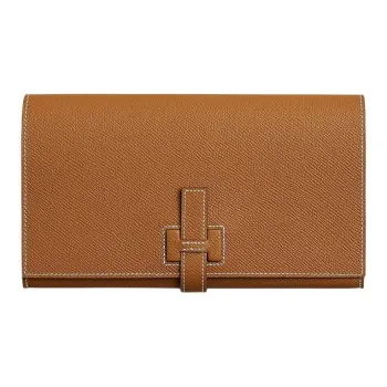 HERMES Epsom Calfskin Wallet Women's 37 Gold Brown