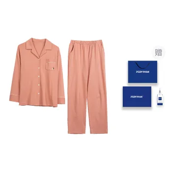 Floating Light Islands Pajama Set Women's Gift Box Set Orange Red