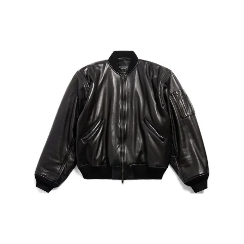 Balenciaga Leather Jackets Unisex Black