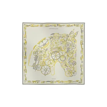 HERMES Mulberry Silk Silk Scarves Women's Bright Yellow